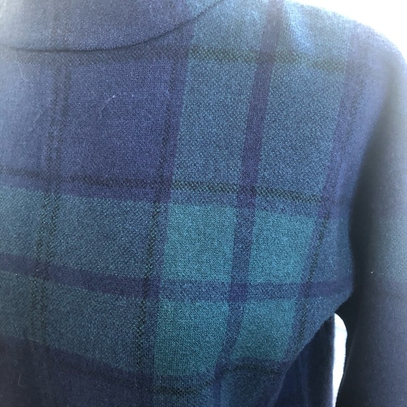 Tahari Blue & Green Tartan Plaid Mock Neck Sweater Small - Picture 2 of 5